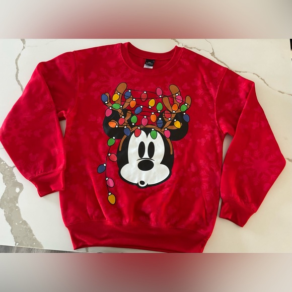 Disney Holiday Mickey Mouse Women's Juniors Size Small Graphic Fleece Sweatshirt - Picture 2 of 11